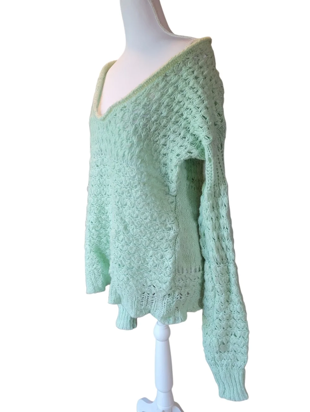 Free People Crashing Waves Wool Blend Mint Green Oversized Sweater